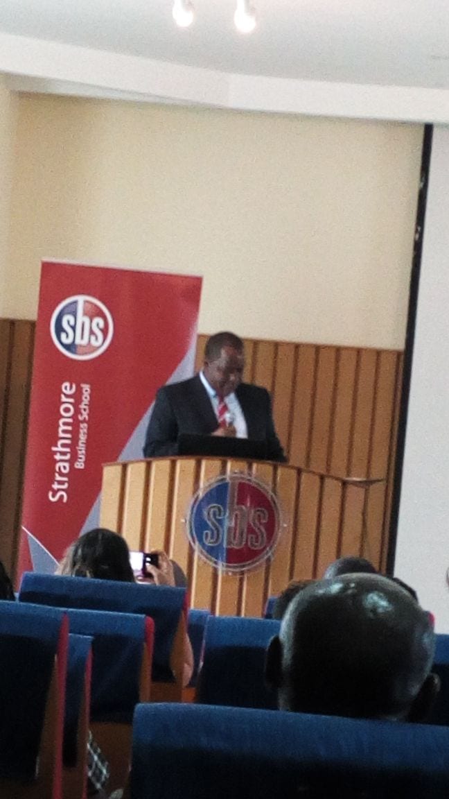 Acting Education Cabinet Secretary Fred Matiangi adressing education stakeholders at Strathmore University on Friday January 19