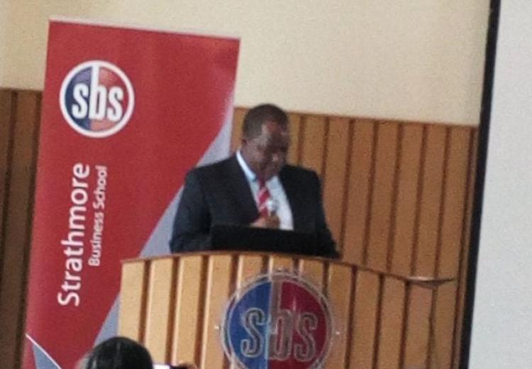 Acting Education Cabinet Secretary Fred Matiangi adressing education stakeholders at Strathmore University on Friday January 19